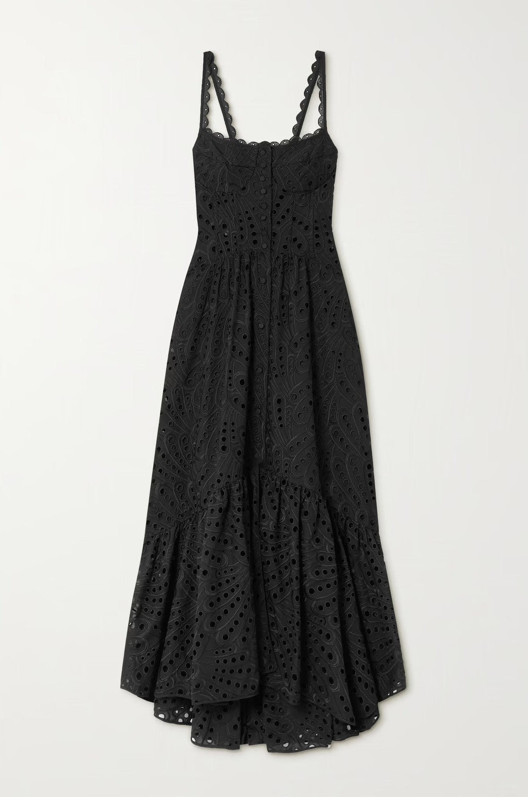 Charo Ruiz Irene Tiered Broderie Anglaise Cottonblend Maxi Dress Black - M